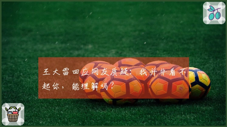 王大雷回应网友质疑：我并非看不起你，能理解吗？